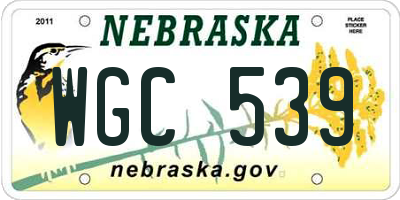 NE license plate WGC539