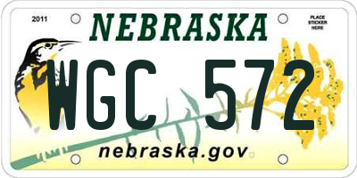 NE license plate WGC572