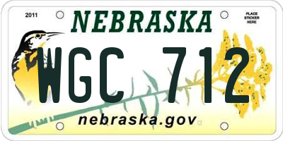 NE license plate WGC712