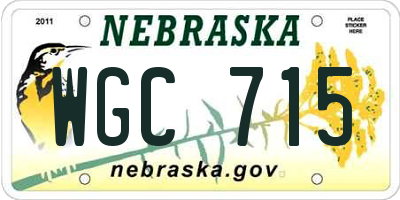 NE license plate WGC715