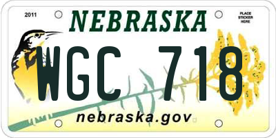 NE license plate WGC718