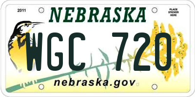 NE license plate WGC720