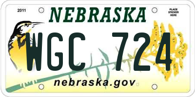 NE license plate WGC724