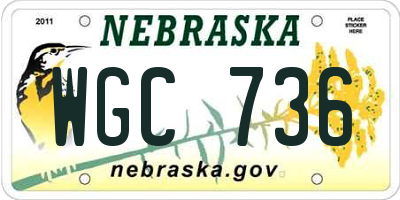 NE license plate WGC736