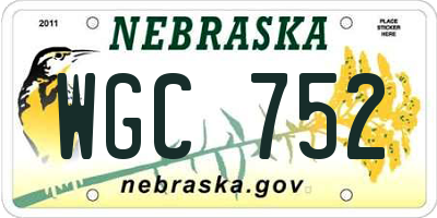 NE license plate WGC752