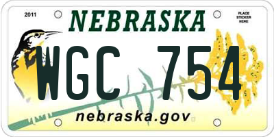 NE license plate WGC754