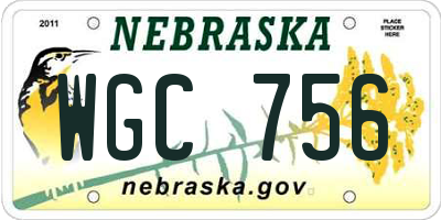 NE license plate WGC756
