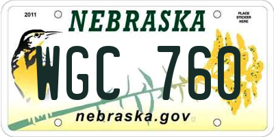 NE license plate WGC760