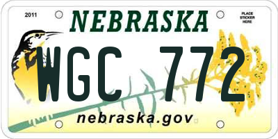 NE license plate WGC772