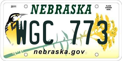 NE license plate WGC773