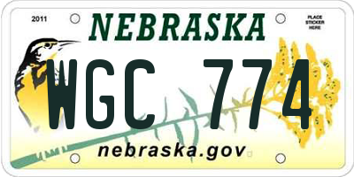 NE license plate WGC774