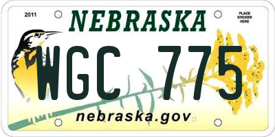 NE license plate WGC775
