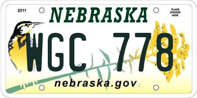 NE license plate WGC778