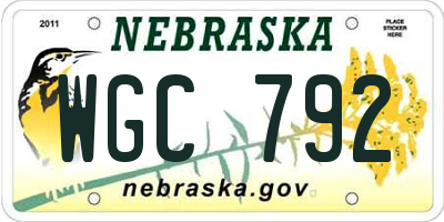 NE license plate WGC792