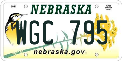 NE license plate WGC795