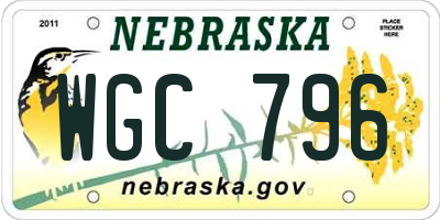 NE license plate WGC796
