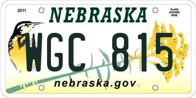 NE license plate WGC815