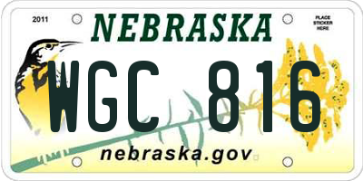 NE license plate WGC816
