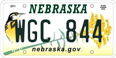 NE license plate WGC844