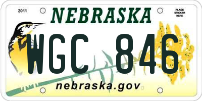 NE license plate WGC846