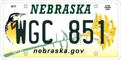 NE license plate WGC851