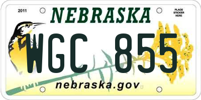 NE license plate WGC855