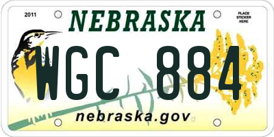 NE license plate WGC884