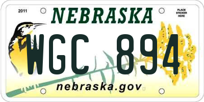 NE license plate WGC894