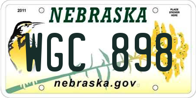 NE license plate WGC898