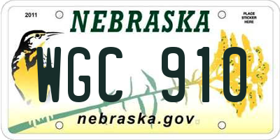 NE license plate WGC910