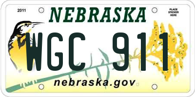 NE license plate WGC911