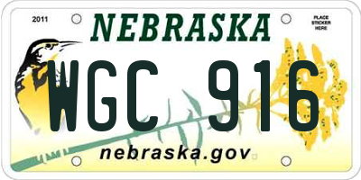 NE license plate WGC916