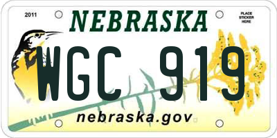 NE license plate WGC919
