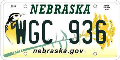 NE license plate WGC936