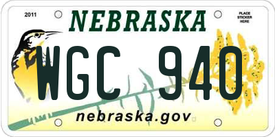 NE license plate WGC940