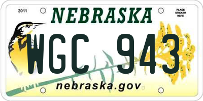 NE license plate WGC943