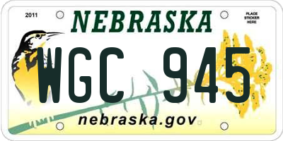 NE license plate WGC945