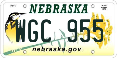 NE license plate WGC955