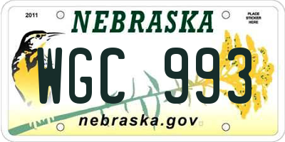 NE license plate WGC993