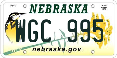NE license plate WGC995