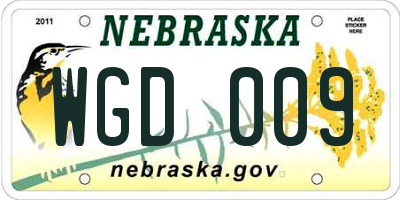 NE license plate WGD009