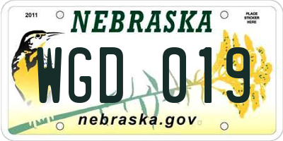 NE license plate WGD019