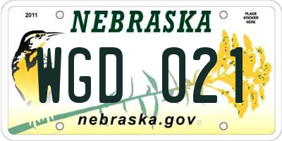 NE license plate WGD021