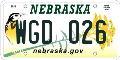 NE license plate WGD026