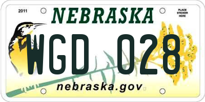 NE license plate WGD028