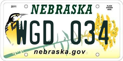 NE license plate WGD034