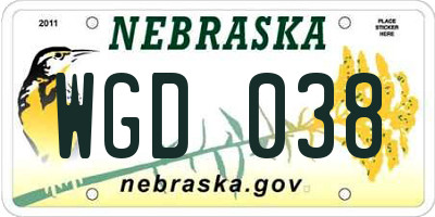 NE license plate WGD038