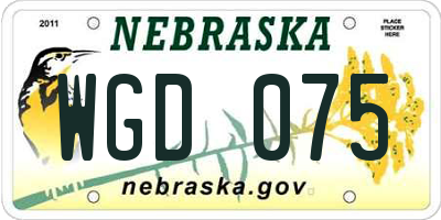 NE license plate WGD075