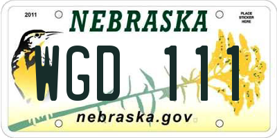 NE license plate WGD111