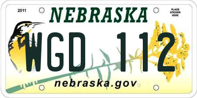 NE license plate WGD112